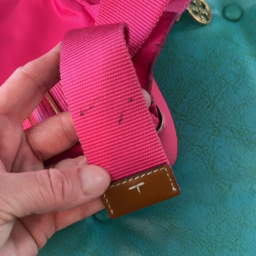 Tory Burch hot pink Barbie pink nylon backpack purse